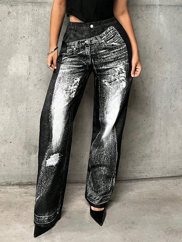ICON Graphic Print Wide Leg Pants