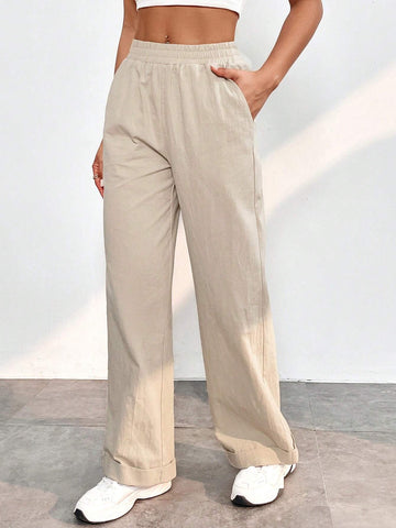 PETITE Solid Slant Pocket Wide Leg Pants