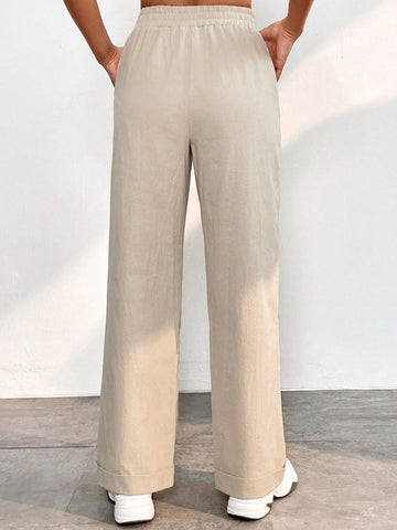 PETITE Solid Slant Pocket Wide Leg Pants