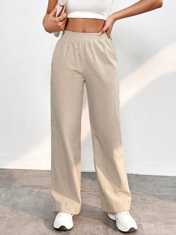 PETITE Solid Slant Pocket Wide Leg Pants