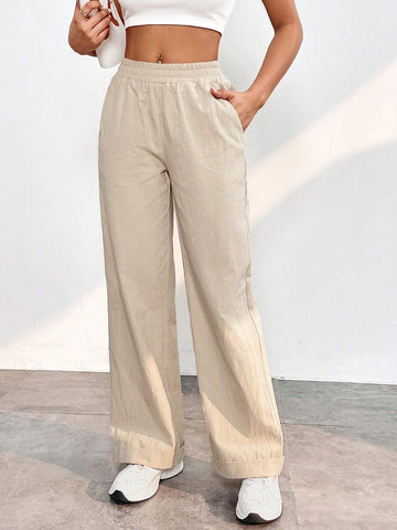 PETITE Solid Slant Pocket Wide Leg Pants