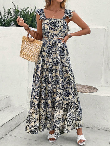 EMERY ROSE Allover Print Ruffle Trim Cami Top & Skirt