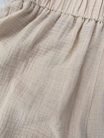 Surplice Neck Crop Top & Paperbag Waist Shorts