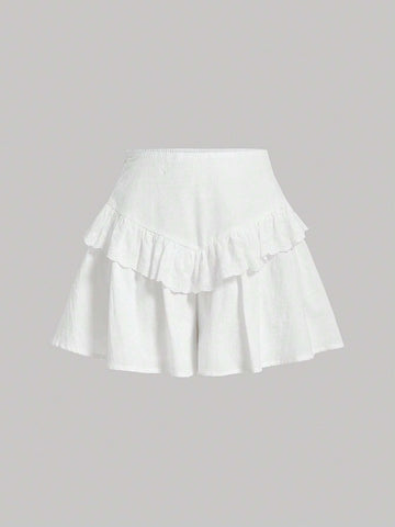 MOD Ruffle Trim Wide Leg Shorts