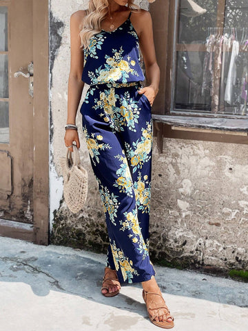 EMERY ROSE Floral Print Cami Top & Wide Leg Pants
