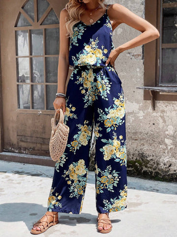 EMERY ROSE Floral Print Cami Top & Wide Leg Pants
