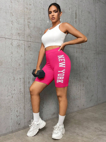 SXY Letter Graphic Biker Shorts