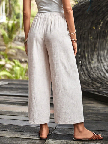 EMERY ROSE Button Detail Split Hem Wide Leg Pants