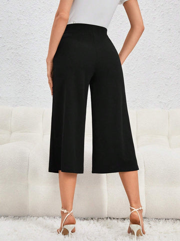 Unity High Waist Button Detail Wide Leg Pants