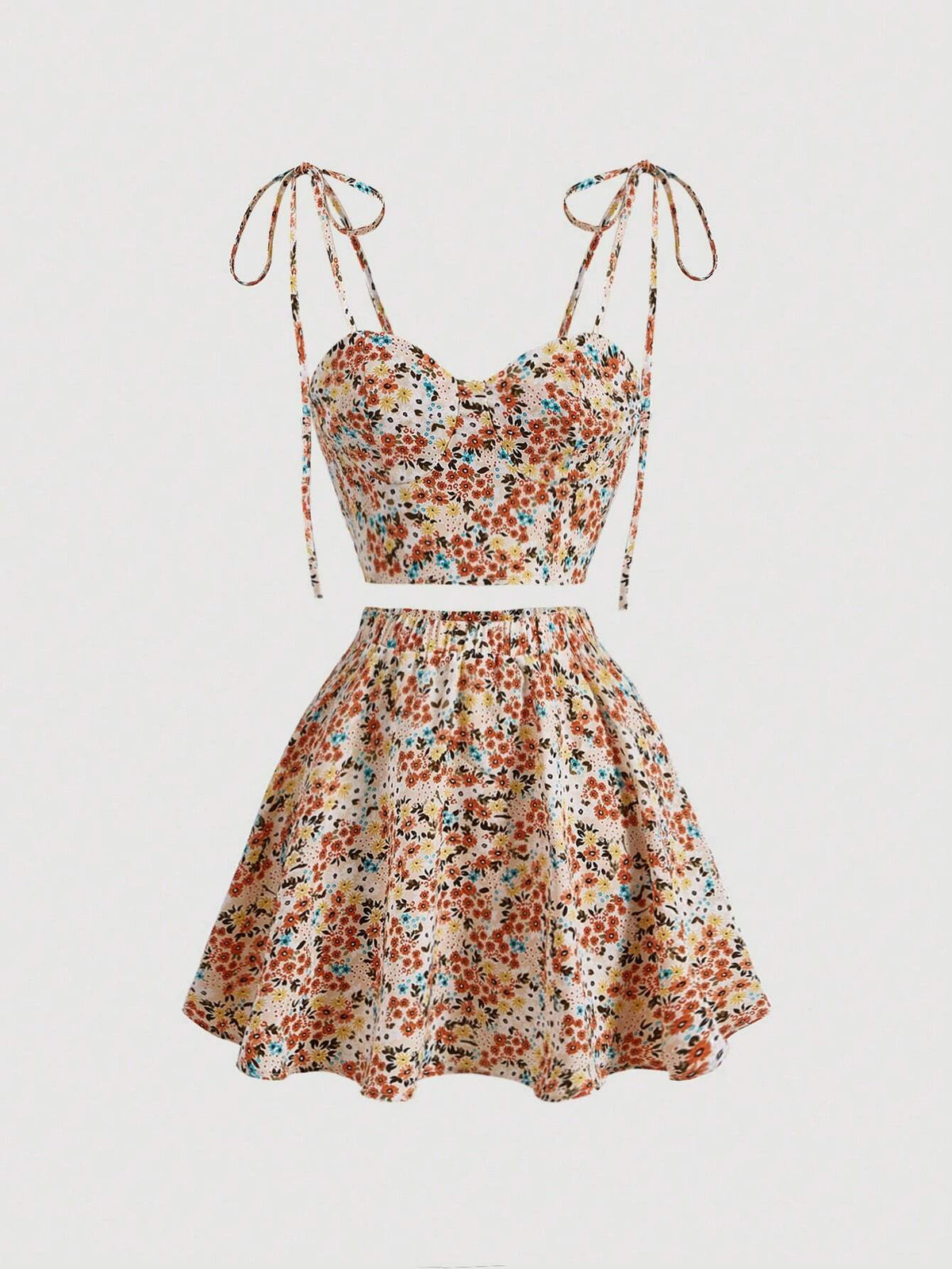 Ditsy Floral Print Cami Top & Skirt