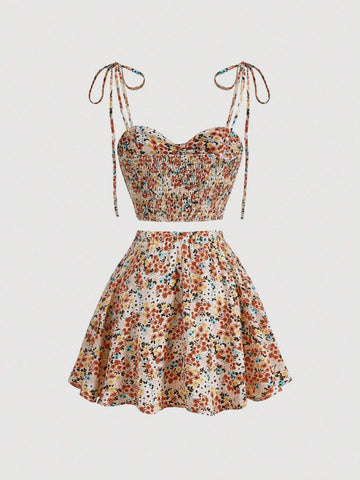 Ditsy Floral Print Cami Top & Skirt