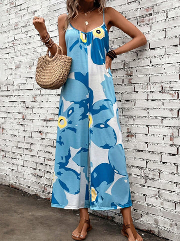 EMERY ROSE Graphic Print Wide Leg Cami Jumpsuit