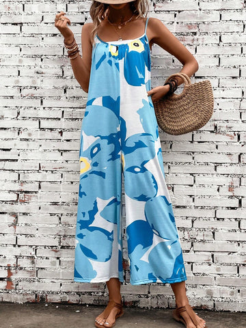 EMERY ROSE Graphic Print Wide Leg Cami Jumpsuit