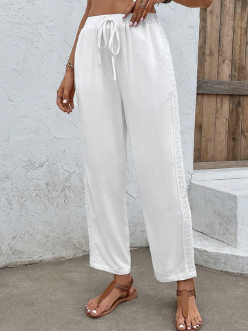 EMERY ROSE Solid Drawstring Waist Slant Pocket Pants