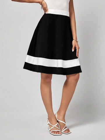 EMERY ROSE Two Tone Flare Skirt