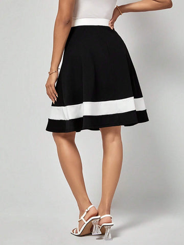 EMERY ROSE Two Tone Flare Skirt