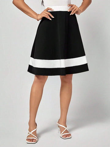 EMERY ROSE Two Tone Flare Skirt
