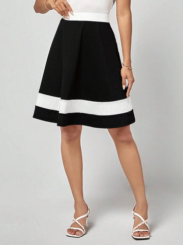 EMERY ROSE Two Tone Flare Skirt