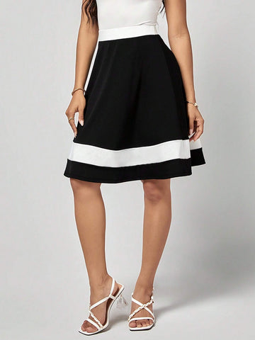 EMERY ROSE Two Tone Flare Skirt