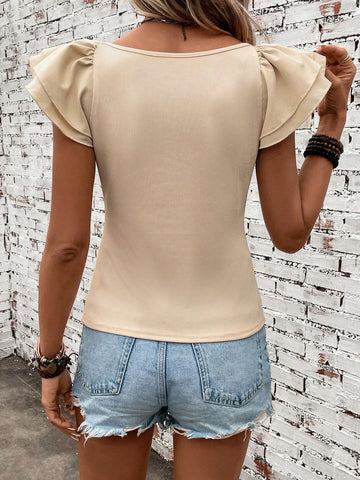 EMERY ROSE Solid Butterfly Sleeve Tee