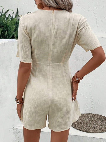 EMERY ROSE Solid Knot Side Wrap Romper