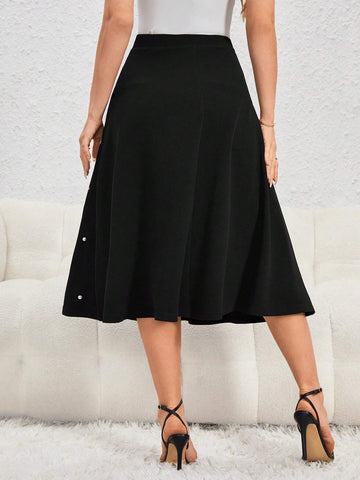 Pearls Beaded High Waist Skirt