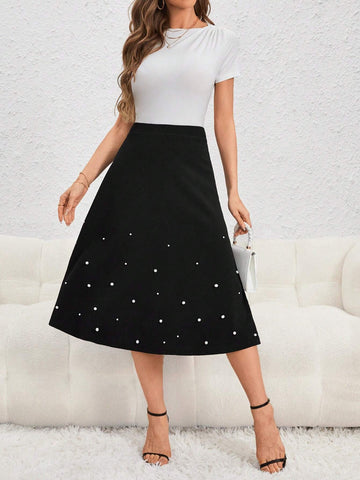 Unity Pearls Beaded High Waist Skirt
