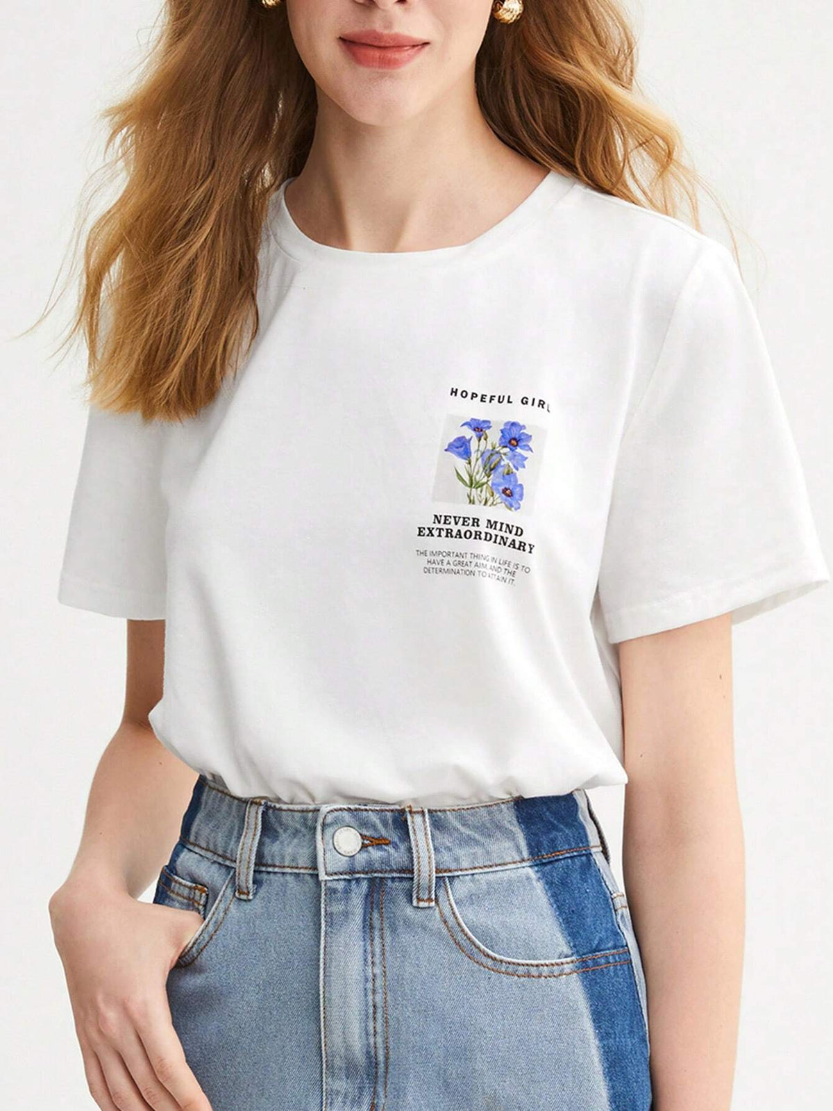 BIZwear Floral & Slogan Graphic Tee