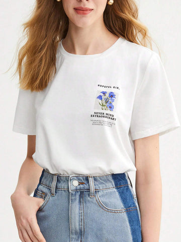 BIZwear Floral & Slogan Graphic Tee