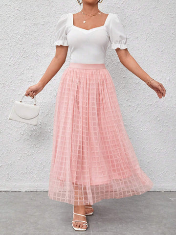Unity High Waist Mesh Overlay Skirt