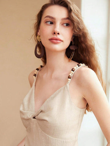 MOTF PREMIUM LINEN VISCOSE BEADED CAMI TOP & PANTS SET