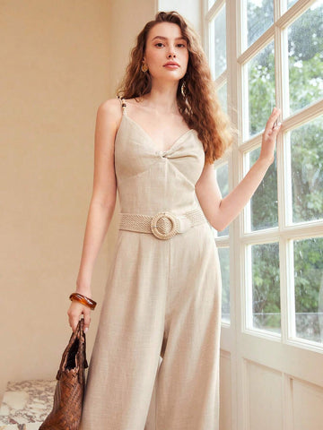 MOTF PREMIUM LINEN VISCOSE BEADED CAMI TOP & PANTS SET