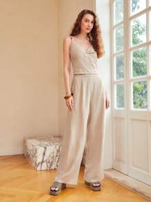 MOTF PREMIUM LINEN VISCOSE BEADED CAMI TOP & PANTS SET
