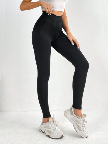 Tall Solid Wideband Waist Leggings With Phone Pocket