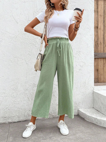 Frenchy Paperbag Waist Knot Front Pants