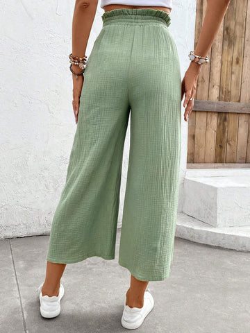 Frenchy Paperbag Waist Knot Front Pants