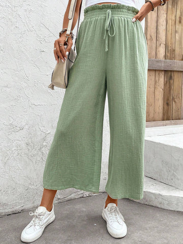 Frenchy Paperbag Waist Knot Front Pants