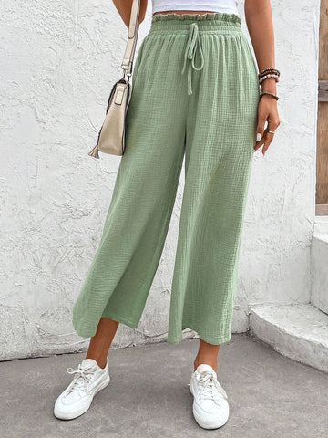 Frenchy Paperbag Waist Knot Front Pants