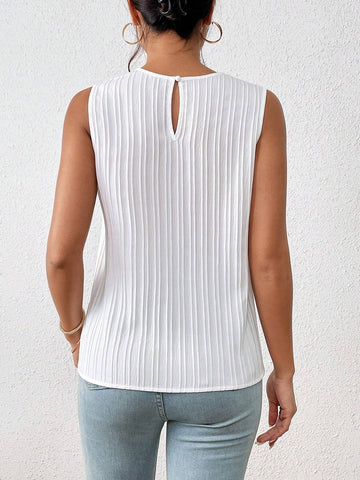 Keyhole Neckline Sleeveless Blouse