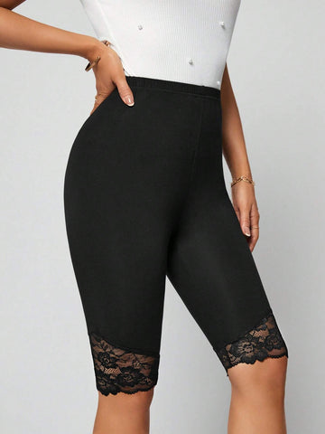 EMERY ROSE Contrast Lace Biker Shorts