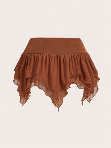 ROMWE PUNK Grunge Solid Asymmetrical Hem Skirt