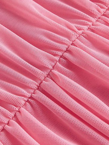 MOD Drawstring Front Ruffle Hem Ruched Skirt