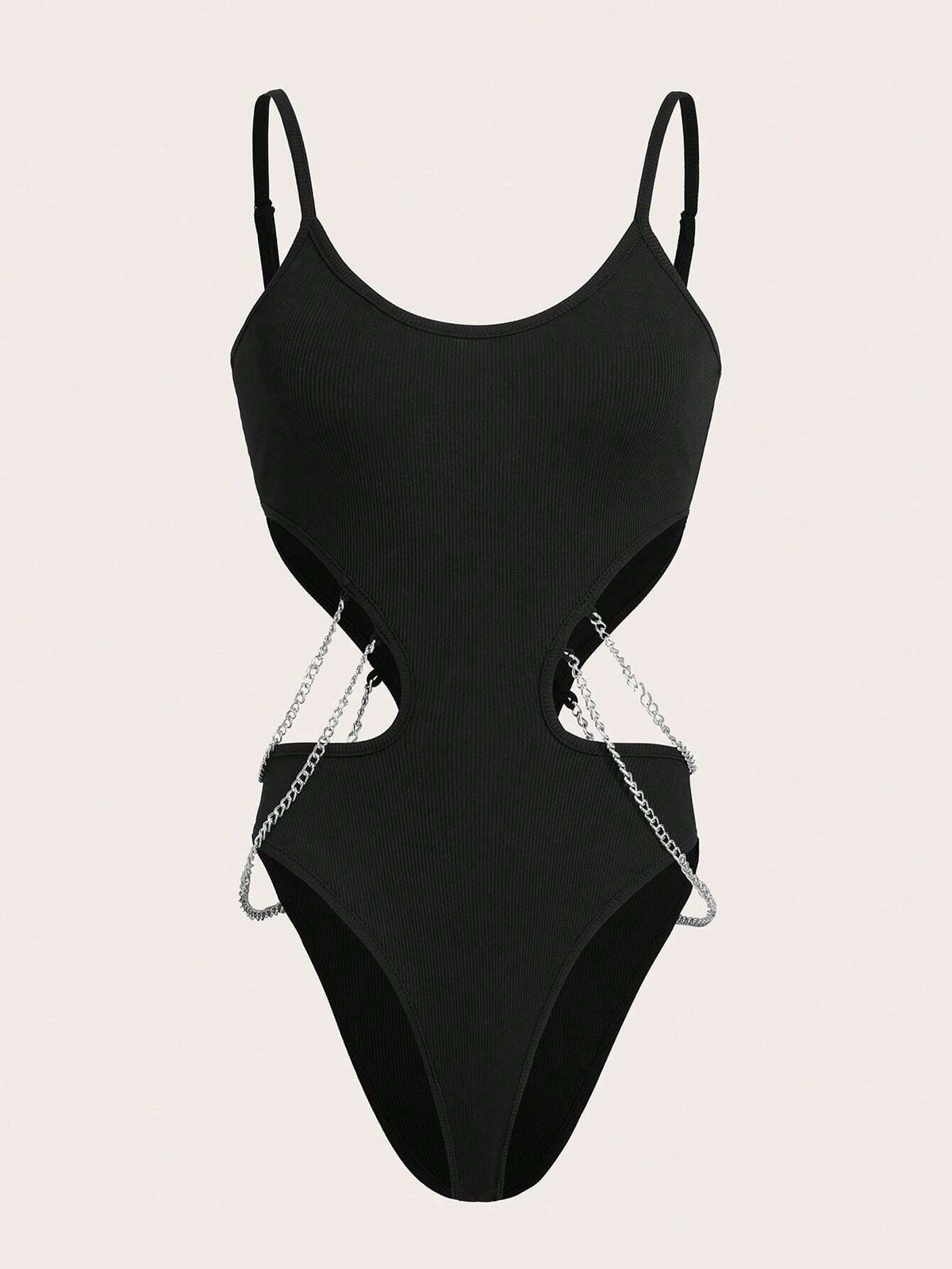 Chain Detail Cut Out Cami Bodysuit
