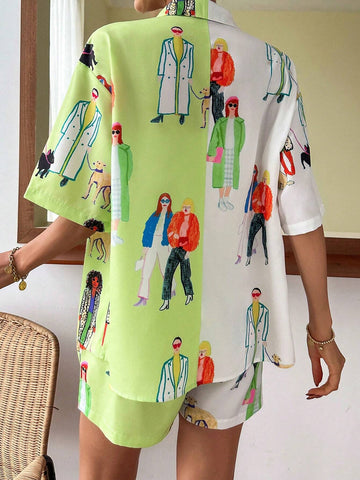 Figure Graphic Drop Shoulder Shirt & Shorts