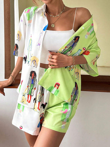 Figure Graphic Drop Shoulder Shirt & Shorts