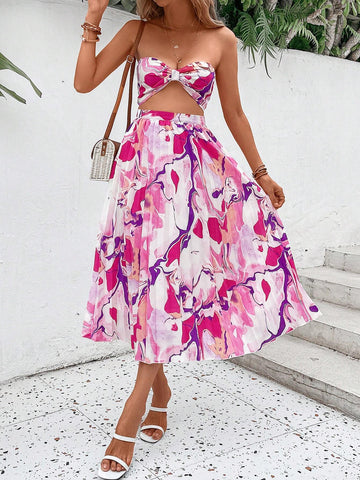 Allover Print Tube Top & Skirt