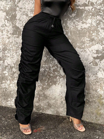 SXY Drawstring Waist Ruched Pants