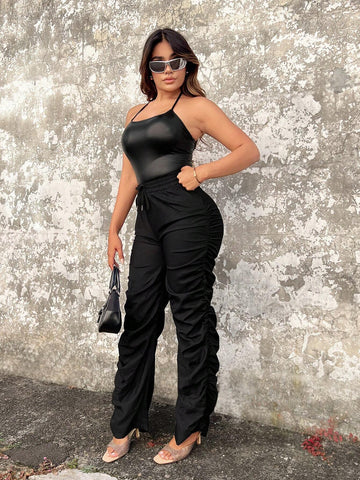 SXY Drawstring Waist Ruched Pants