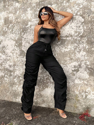 SXY Drawstring Waist Ruched Pants