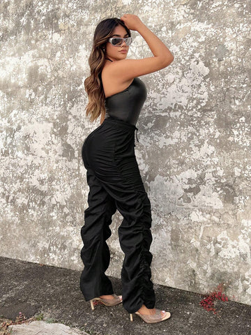 SXY Drawstring Waist Ruched Pants